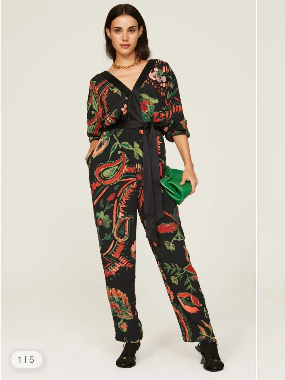Something Navy Tropical Floral V-Neck Jumpsuit